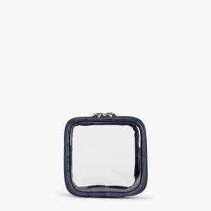 Tiny Clear Cosmetics Case in Croc-Embossed