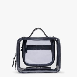 Medium Clear Cosmetics Case in Croc-Embossed