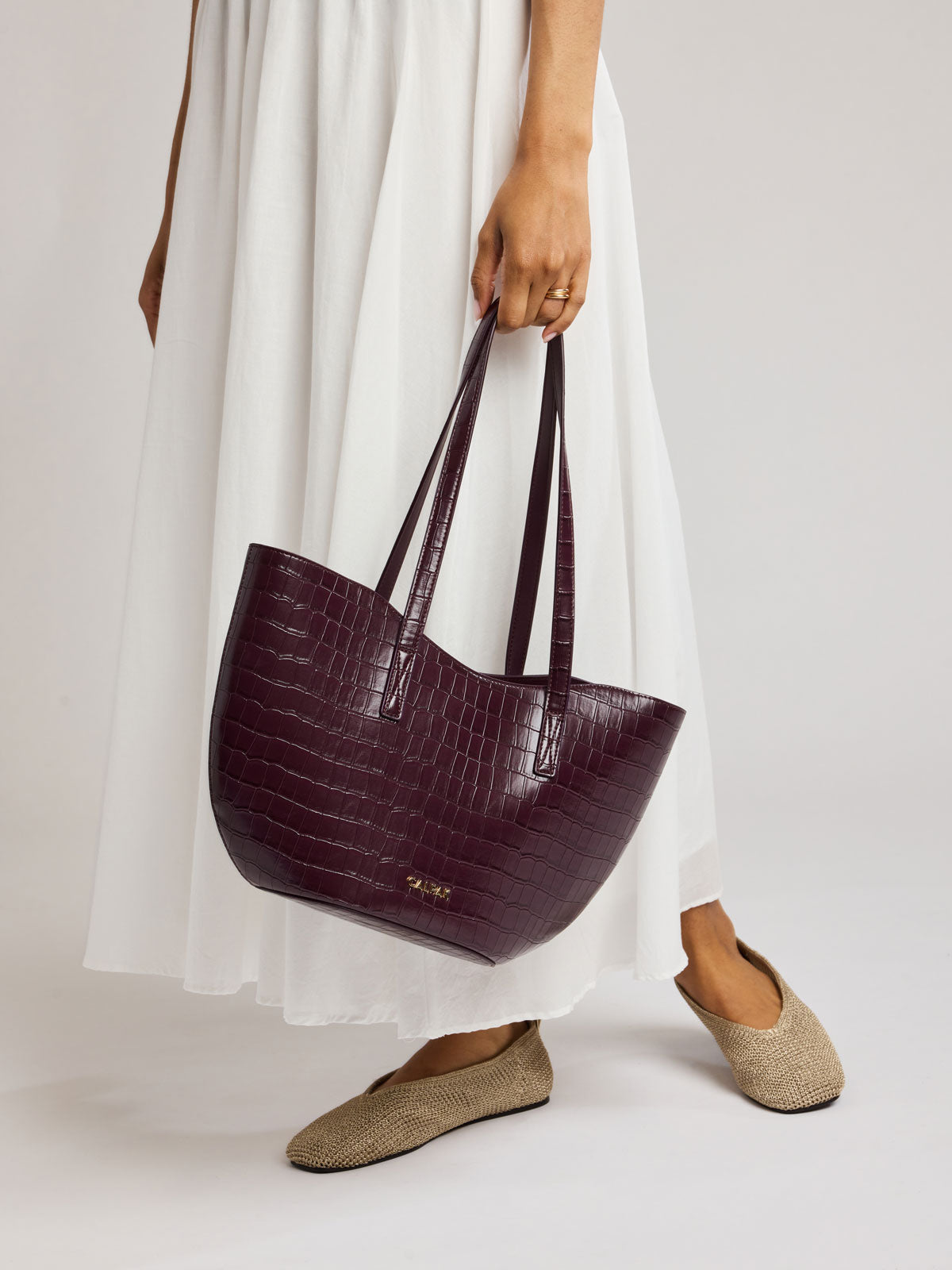 Haven Tulip Tote in Croc-Embossed - Image 4